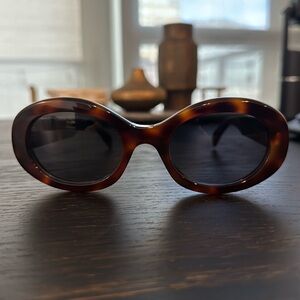 Celine Triomphe Oval Sunglasses in Havana Brown